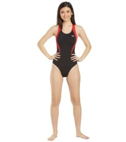 Women's Surf Splice Wave Back One Piece Swimsuit -Swimming Shops 5666066137256 red 4a