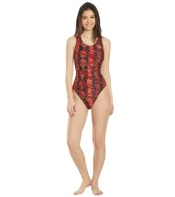 Women's Edge Wave Back One Piece Swimsuit -Swimming Shops 5666078589096 red 4a