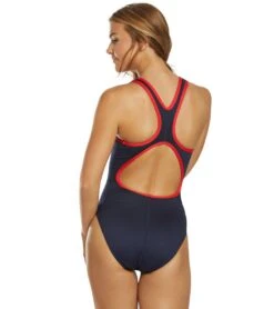 TYR Women's Hexa Maxfit One Piece Swimsuit -Swimming Shops 5666733457576 navyred 3a