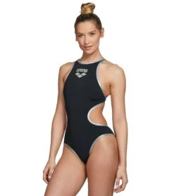 Arena Women's One Big Logo One Piece Swimsuit 9 Arena Women's One Big Logo One Piece Swimsuit -Swimming Shops 5667733176488 blacksilver 5a