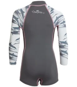 Xcel Girls' Ocean Ramsey Axis 2MM Long Sleeve Front Zip Springsuit -Swimming Shops 5667866771624 gunmetaldolphin 3a