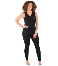 Level Six Women's Farmer Jane Front Zip Long Jane Neoprene Wetsuit -Swimming Shops 5669079318696 black 4a