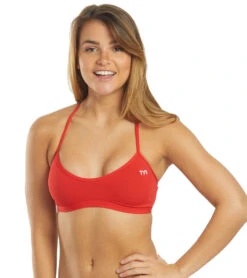 TYR Women's Solid Trinity Bikini Top -Swimming Shops 5669092458664 red 5a