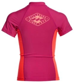Billabong Girls' Surf Dayz Colorblock Short Sleeve Rashguard -Swimming Shops 5669453791400 fuschia 3a