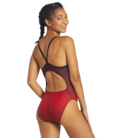 Molecule Thin Strap One Piece Swimsuit -Swimming Shops 5670700581032 redblack 4a