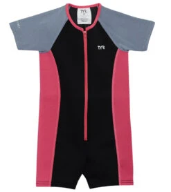 TYR Girls' UPF 50+ Short Sleeve Solid Thermal Suit (Toddler, Little Kid, Big Kid)