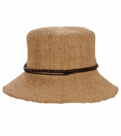 Bryn Crochet Beaded Trim Straw Hat -Swimming Shops 5672079196328 tan 5a