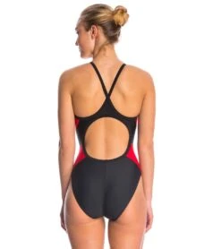 TYR Women's Alliance Splice Diamondfit One Piece Swimsuit -Swimming Shops 5672426471592 blackred 3a