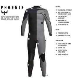 Xcel Men's 4/3mm Phoenix Full Wetsuit -Swimming Shops 5694735286440 blackgraphite 3a
