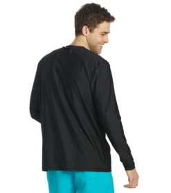 Men's L/S UPF 50+ Relax Fit Swim Shirt -Swimming Shops 6175085920424 black 3a