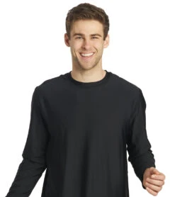 Men's L/S UPF 50+ Relax Fit Swim Shirt -Swimming Shops 6175085920424 black 5a