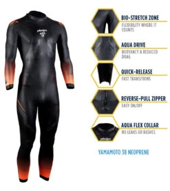 Men's Pursuit 2.0 Fullsleeve Triathlon Wetsuit -Swimming Shops 6225124556968 blackorange 5a
