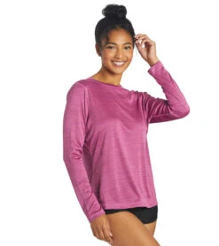 Women's L/S Hybrid UPF 50+ Sun Shirt 5 Women's L/S Hybrid UPF 50+ Sun Shirt -Swimming Shops 6728916631720 fushia 2a