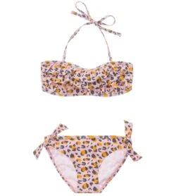 Girls' Leopard Love Two Piece Bandeau Bikini Set (Toddler, Little Kid, Big Kid)