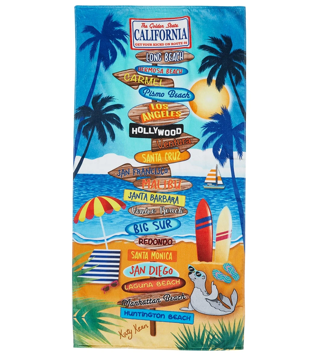 Dohler California Signs Beach Towel 30”X 60” 1 Dohler California Signs Beach Towel 30”X 60”