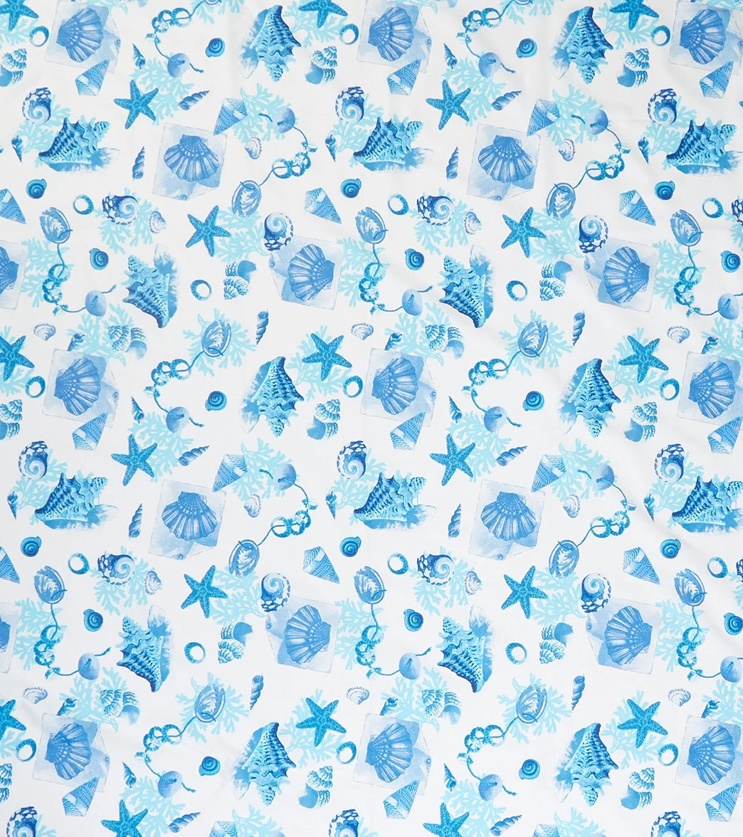 Dohler Design Sea Shells Blue Sand Free Beach Mat 79" X 79" 1 Dohler Design Sea Shells Blue Sand Free Beach Mat 79" X 79"