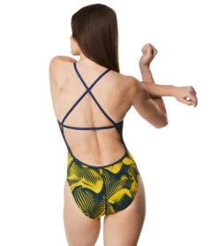 Speedo Women's Fusion Vibe Crossback One Piece Swimsuit 6 Speedo Women's Fusion Vibe Crossback One Piece Swimsuit -Swimming Shops 6799981281448 navygold 3a