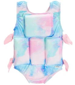Girl's Pastel Paint Splatter Flotation Swimsuit