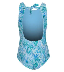 Girls' Graffiti Heart High Neck One Piece Swimsuit (Big Kid) -Swimming Shops 7070853071016 blu 2a