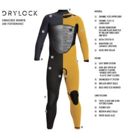 Xcel Men's Drylock 4/3MM Hooded Fullsuit Wetsuit -Swimming Shops 7088935010472 black 5a