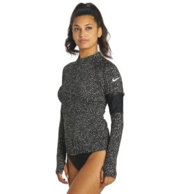 Nike Women's Water Dots L/S Hydroguard -Swimming Shops 7195269300392 black 5a