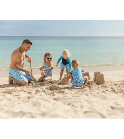 Boys' Navy Aqua Sleeve Sustainable LS Rash Top (Toddler, Little Kid, Big Kid) -Swimming Shops 7217016504488 blue 3a