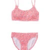 Girls' Ditsy Coral Shirred Bikini Set (Little Kid, Big Kid)