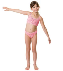 Girls' Ditsy Coral Shirred Bikini Set (Little Kid, Big Kid) 8 Girls' Ditsy Coral Shirred Bikini Set (Little Kid, Big Kid) -Swimming Shops 7217020502184 coral 4a