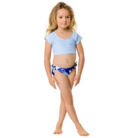 Girls' Mango Tango Sustainable Crop SS Rash Top Set (Little Kid, Big Kid) -Swimming Shops 7217022271656 blue 5a