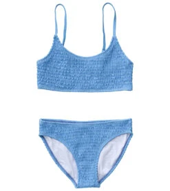Girls' Powder Blue Sustainable Shirred Bikini Set (Little Kid, Big Kid)