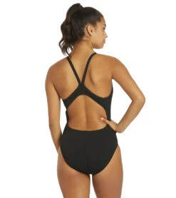 Nike Women's HydraStrong Solid Poly Racer Back One Piece Swimsuit -Swimming Shops 7228379332776 black 3a