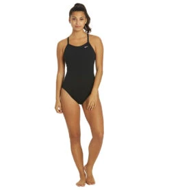 Nike Women's HydraStrong Solid Poly Racer Back One Piece Swimsuit -Swimming Shops 7228379332776 black 4a