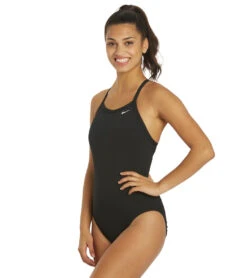 Nike Women's HydraStrong Solid Poly Racer Back One Piece Swimsuit -Swimming Shops 7228379332776 black 5a