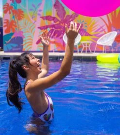 Sporti X Tyler Wallach Limited Edition Heart Face Tie Back One Piece Swimsuit -Swimming Shops 7242999529640 white 3a