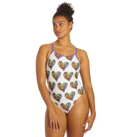 Sporti X Tyler Wallach Limited Edition Heart Face Tie Back One Piece Swimsuit -Swimming Shops 7242999529640 white 4a