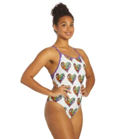 Sporti X Tyler Wallach Limited Edition Heart Face Tie Back One Piece Swimsuit -Swimming Shops 7242999529640 white 5a