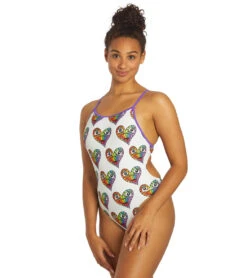 Sporti X Tyler Wallach Limited Edition Heart Face Tie Back One Piece Swimsuit -Swimming Shops 7242999529640 white 8a