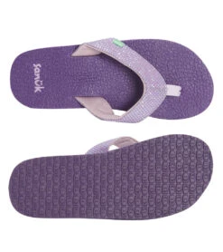 Sanuk Girls' Yoga Glitter Flip Flop (Big Kid) -Swimming Shops 7345926013096 purple 4a