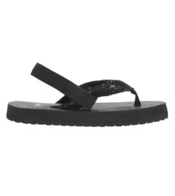 Sanuk Girls' Yoga Glitter Sandal (Little Kid) -Swimming Shops 7345926078632 black 3a