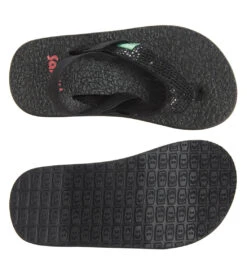 Sanuk Girls' Yoga Glitter Sandal (Little Kid) -Swimming Shops 7345926078632 black 4a