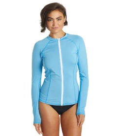 HURLEY Women's OAO Solid Long Sleeve Zip Front Rashguard