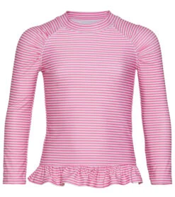 Girls' Preppy Pink Stripe UPF 50+ Rash Guard (Baby, Toddler, Little Kid)