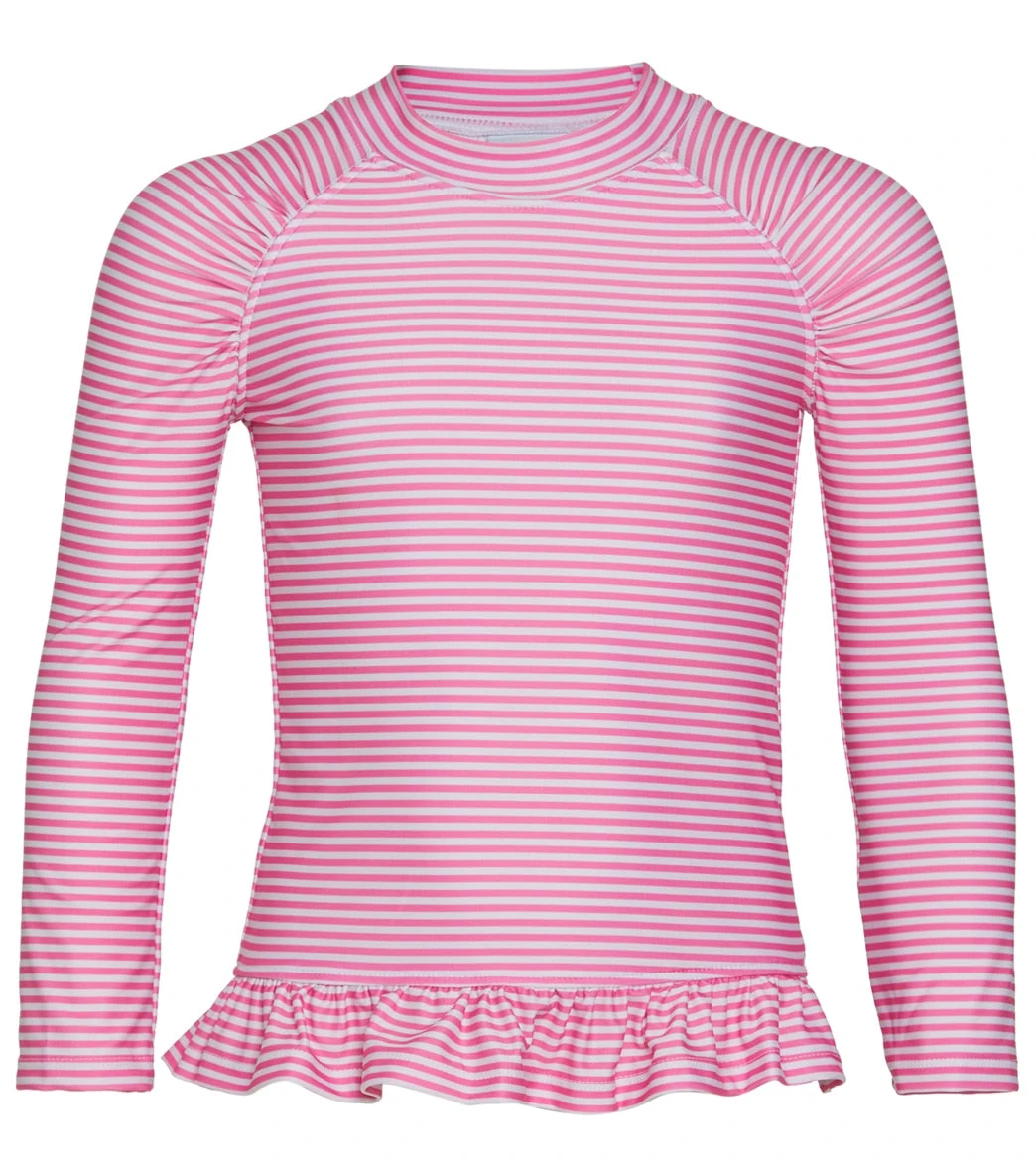 Girls' Preppy Pink Stripe UPF 50+ Rash Guard (Baby, Toddler, Little Kid) 1 Girls' Preppy Pink Stripe UPF 50+ Rash Guard (Baby, Toddler, Little Kid)