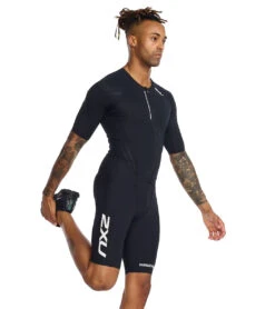 2XU Men's Aero Sleeved Trisuit -Swimming Shops 7412054917288 blackwhite 4a