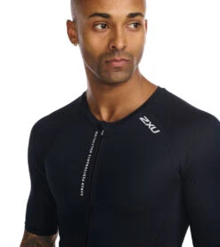 2XU Men's Aero Sleeved Trisuit -Swimming Shops 7412054917288 blackwhite 5a