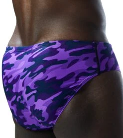 TYR Men's Camo Racer Brief Swimsuit -Swimming Shops 7415993106600 purplecamo 7a