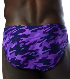 TYR Men's Camo Racer Brief Swimsuit -Swimming Shops 7415993106600 purplecamo 8a