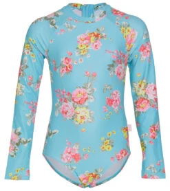 Seafolly Girls' Paradise Garden Zip Back Long Sleeve One Piece Swimsuit (Big Kid)