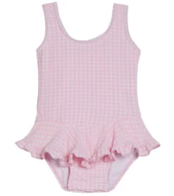 Girls' Pink Gingham Stella Ruffle UPF 50+ One Piece Swimsuit (Baby)