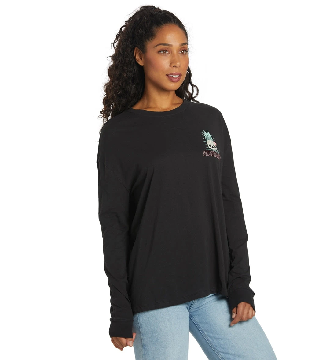 HURLEY Women's Bad Apples Grace Oversize Long Sleeve Tee 2 HURLEY Women's Bad Apples Grace Oversize Long Sleeve Tee - Image 2